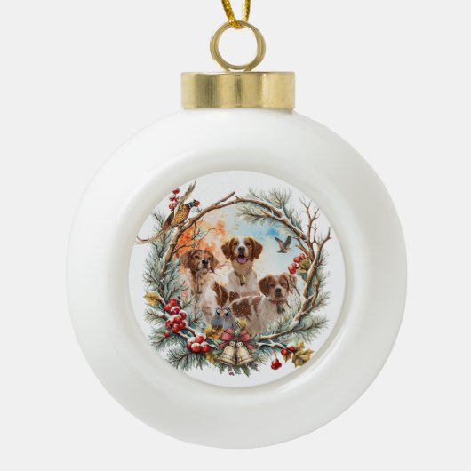  Brittany Spaniel Keramische Bal Ornament (Voorkant)