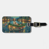 Brittany Spaniel Kerst Feestelijke reis Bagagelabel (Voorkant horizontaal)