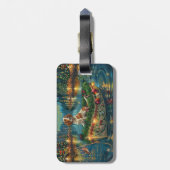 Brittany Spaniel Kerst Feestelijke reis Bagagelabel (Achterkant verticaal)