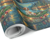 Brittany Spaniel Kerst Feestelijke reis Cadeaupapier (Rol Hoek)