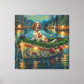 Brittany Spaniel Kerst Feestelijke reis Canvas Afdruk (Voorkant)