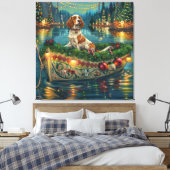 Brittany Spaniel Kerst Feestelijke reis Canvas Afdruk (Insitu (Slaapkamer))
