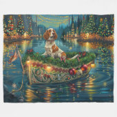 Brittany Spaniel Kerst Feestelijke reis Fleece Deken (Voorkant (Horizontaal))