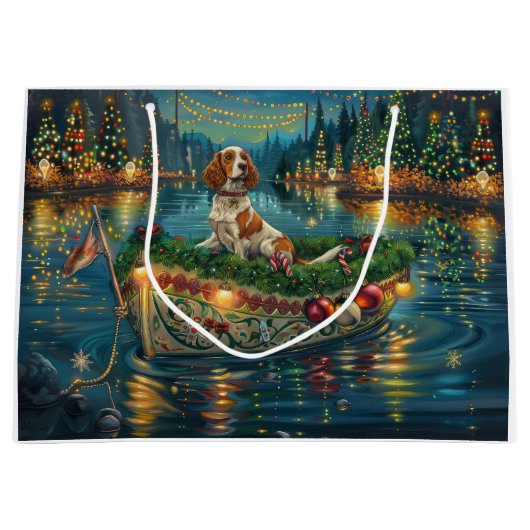 Brittany Spaniel Kerst Feestelijke reis Groot Cadeauzakje (Voorkant)