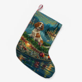 Brittany Spaniel Kerst Feestelijke reis Kleine Kerstsok (Voorkant (Hangend))