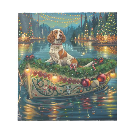 Brittany Spaniel Kerst Feestelijke reis Notitieblok (Voorkant)