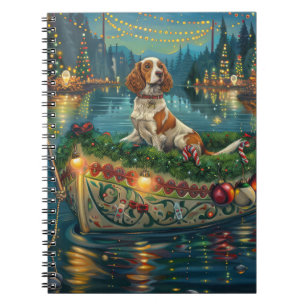 Brittany Spaniel Kerst Feestelijke reis Notitieboek