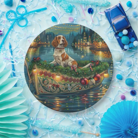 Brittany Spaniel Kerst Feestelijke reis Papieren Bordje (Feest)