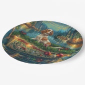 Brittany Spaniel Kerst Feestelijke reis Papieren Bordje (Gekanteld)