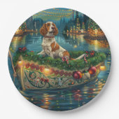 Brittany Spaniel Kerst Feestelijke reis Papieren Bordje (Voorkant)