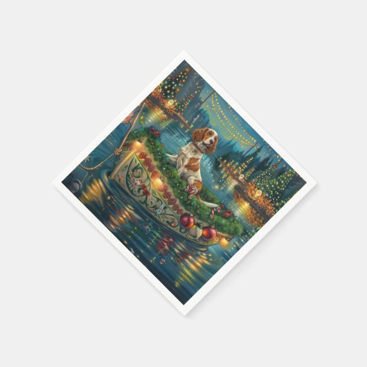 Brittany Spaniel Kerst Feestelijke reis Servet (Hoek)