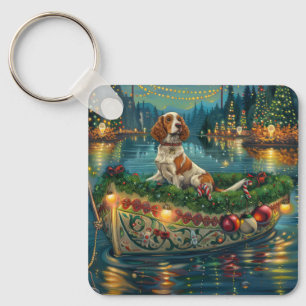 Brittany Spaniel Kerst Feestelijke reis Sleutelhanger