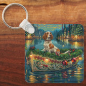 Brittany Spaniel Kerst Feestelijke reis Sleutelhanger (Voorkant)