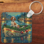 Brittany Spaniel Kerst Feestelijke reis Sleutelhanger (Achterkant)