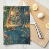 Brittany Spaniel Kerst Feestelijke reis Theedoek (Quarter Fold)