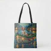 Brittany Spaniel Kerst Feestelijke reis Tote Bag (Voorkant)