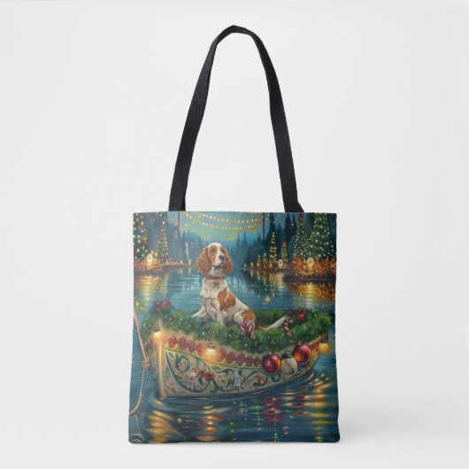 Brittany Spaniel Kerst Feestelijke reis Tote Bag (Voorkant)