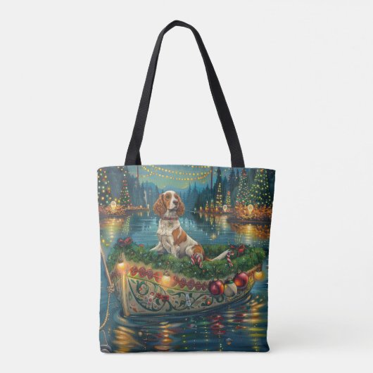 Brittany Spaniel Kerst Feestelijke reis Tote Bag (Achterkant)