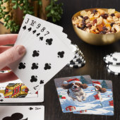 Brittany Spaniel Kerst Festieve Sneeuw Scene Pokerkaarten (Insitu)
