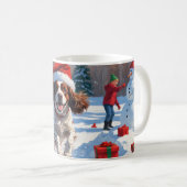 Brittany Spaniel Kerst Sneeuwlandschap Koffiemok (Voorkant rechts)