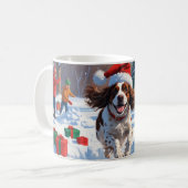 Brittany Spaniel Kerst Sneeuwlandschap Koffiemok (Voorkant links)