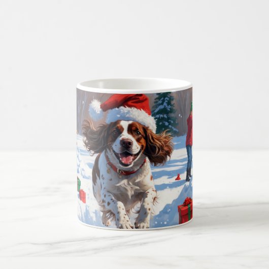 Brittany Spaniel Kerst Sneeuwlandschap Koffiemok (Center)