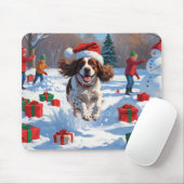 Brittany Spaniel Kerst Sneeuwlandschap Muismat (Met muis)