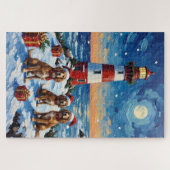 Brittany Spaniel Kerst Vuurtoren Vakantie Legpuzzel (Horizontaal)