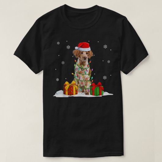 Brittany Spaniel kerstboom - lights kerstmis T-shirt (Design voorkant)
