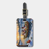 Brittany Spaniel Kerstboot Vakantie Bagagelabel (Voorkant verticaal)