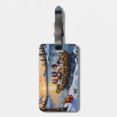 Brittany Spaniel Kerstboot Vakantie Bagagelabel (Achterkant verticaal)