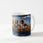 Brittany Spaniel Kerstboot Vakantie Koffiemok (Voorkant rechts)