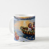 Brittany Spaniel Kerstboot Vakantie Koffiemok (Voorkant links)