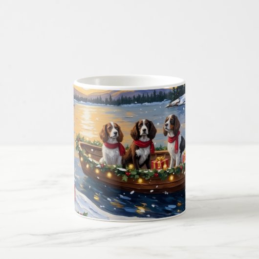 Brittany Spaniel Kerstboot Vakantie Koffiemok (Center)