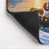 Brittany Spaniel Kerstboot Vakantie Muismat (Hoek)