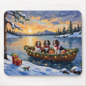 Brittany Spaniel Kerstboot Vakantie Muismat (Voorkant)