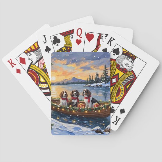 Brittany Spaniel Kerstboot Vakantie Pokerkaarten (Achterkant)