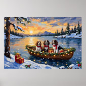 Brittany Spaniel Kerstboot Vakantie Poster (Voorkant)