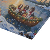 Brittany Spaniel Kerstboot Vakantie Snijplank (Hoek)