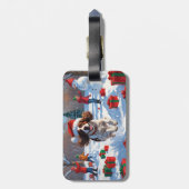 Brittany Spaniel Kerstelijke Sneeuwscène Bagagelabel (Achterkant verticaal)