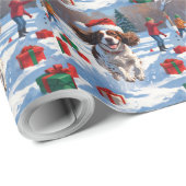 Brittany Spaniel Kerstfeest Sneeuwscène Cadeaupapier (Rol Hoek)