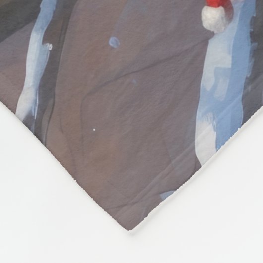 Brittany Spaniel Kerstfeest Sneeuwscène Fleece Deken (Hoek)