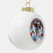 Brittany Spaniel Kerstfeest Sneeuwscène Keramische Bal Ornament (Links)