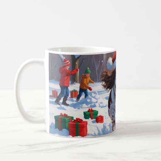 Brittany Spaniel Kerstfeest Sneeuwscène Koffiemok (Links)