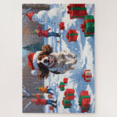 Brittany Spaniel Kerstfeest Sneeuwscène Legpuzzel (Verticaal)