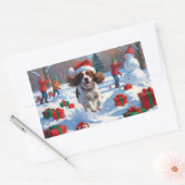 Brittany Spaniel Kerstfeest Sneeuwscène Rechthoekige Sticker (Envelop)