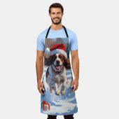 Brittany Spaniel Kerstfeest Sneeuwscène Schort (Gedragen)