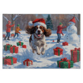 Brittany Spaniel Kerstfeest Sneeuwscène Snijplank (Voorkant)