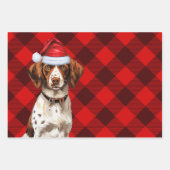 Brittany Spaniel Kersthond Red Buffalo Plaid Inpakpapier Vel (Voorkant 3)