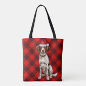 Brittany Spaniel Kersthond Rood Seizoensplaid Tote Bag (Achterkant)
